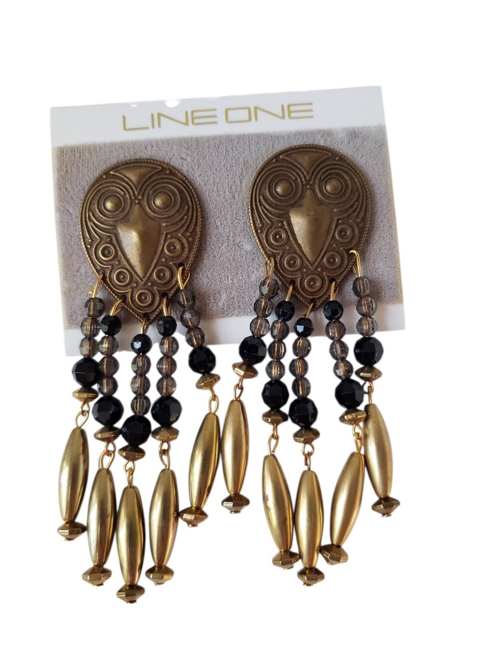 Vintage Line One Brass Beaded Earrings
